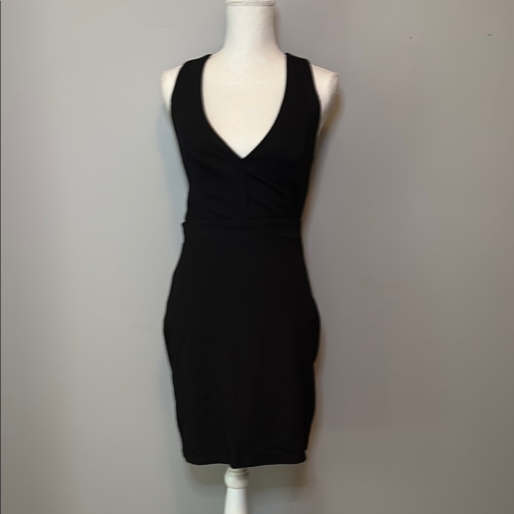 Date Night Black Plunge Neck Sheath Dress